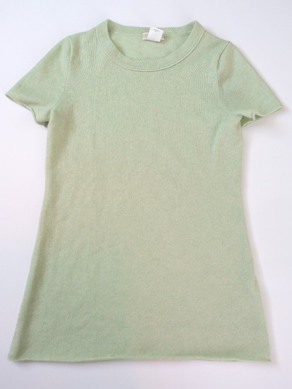 EUC J. CREW 100% Cashmere Short Sleeve Sweater XS Mint Green Crewneck T-Shirt